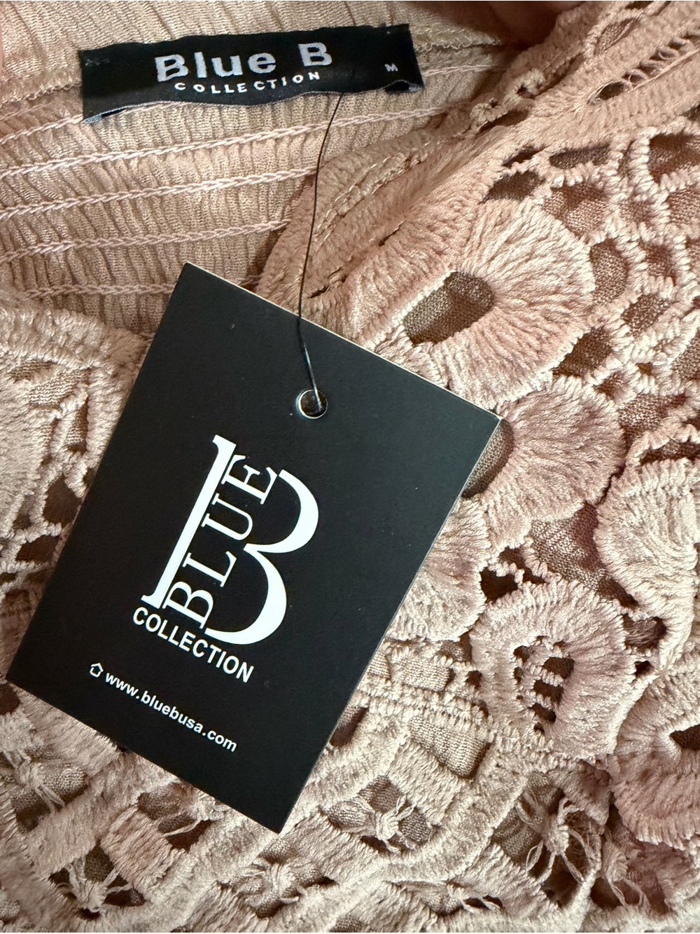 NWT Blue B Medium Peach Beige Crochet Detail Maxi Dress - Picture 6 of 8